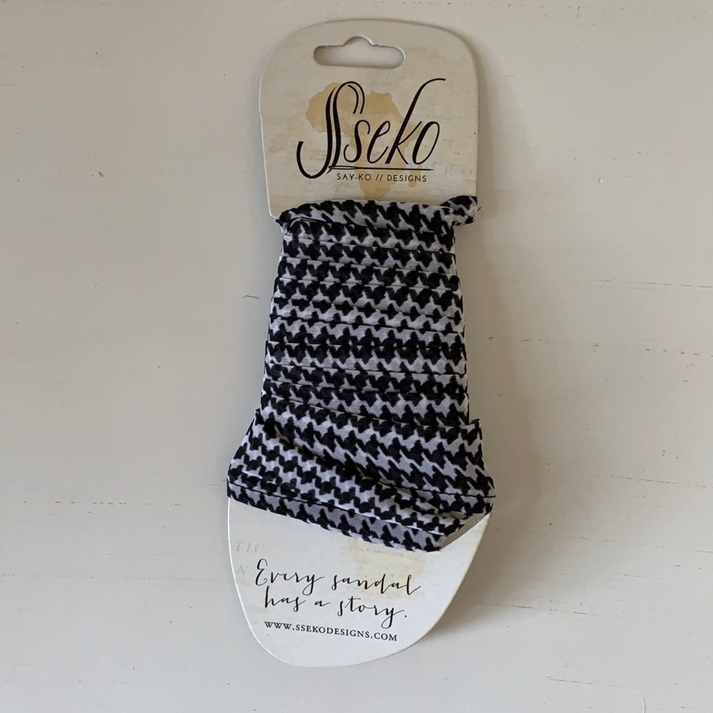 NWT Sseko Ribbon Sandal Ribbons Houndstooth